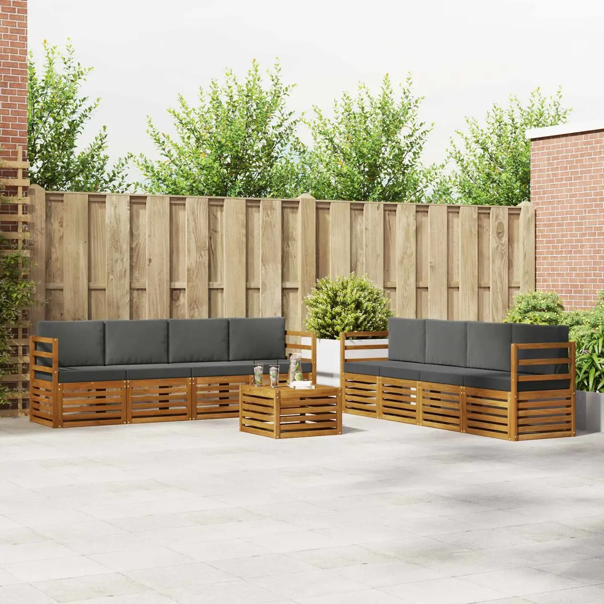 Outdoor Sofa Set 9pcs Garden Furniture Lounge Patio Seating Brown Acacia Wood
