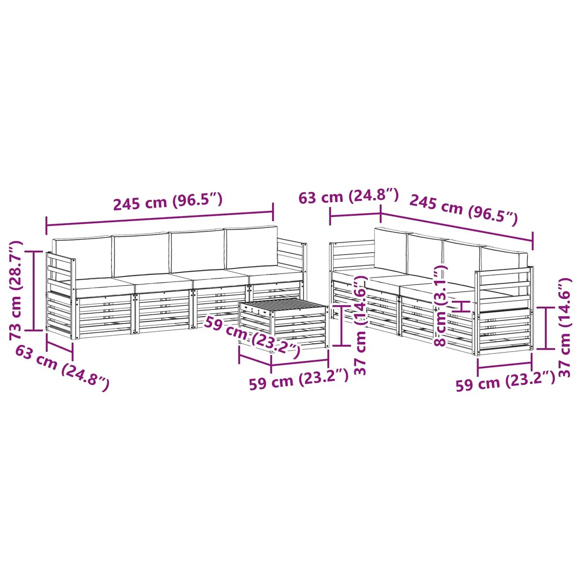 Outdoor Sofa Set 9pcs Garden Furniture Lounge Patio Seating Brown Acacia Wood