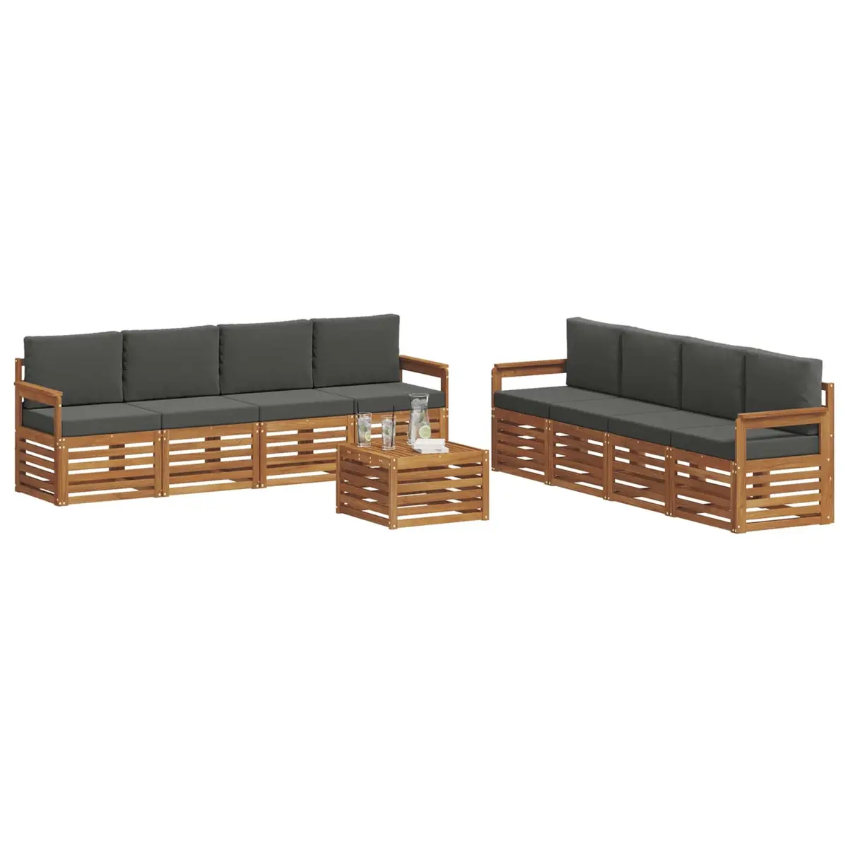 Outdoor Sofa Set 9 Pieces Solid Acacia Wood Garden Furniture Lounger Sectional