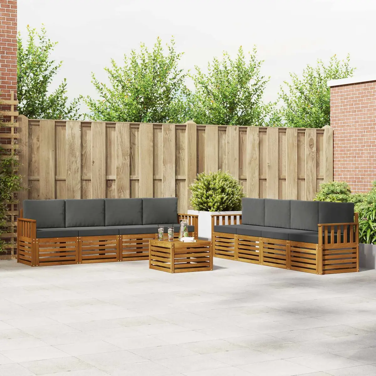 Outdoor Sofa Set 9 Pcs Garden Furniture Solid Acacia Wood Lounge Suite Terrace