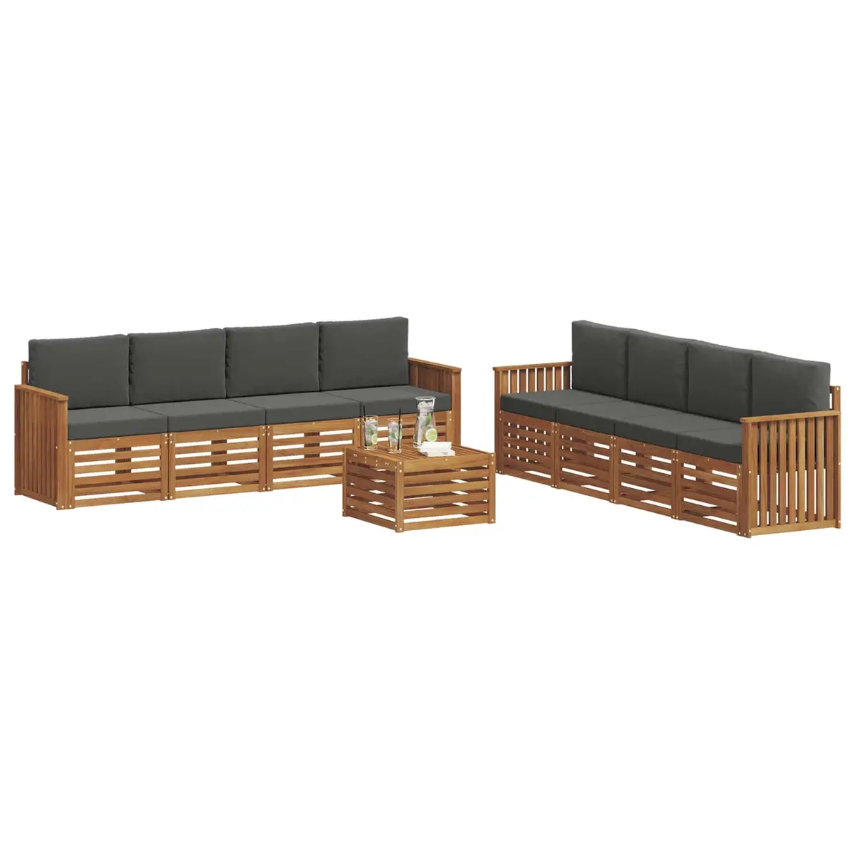 Outdoor Sofa Set 9 Piece Acacia Wood Garden Furniture Modular Lounge Patio