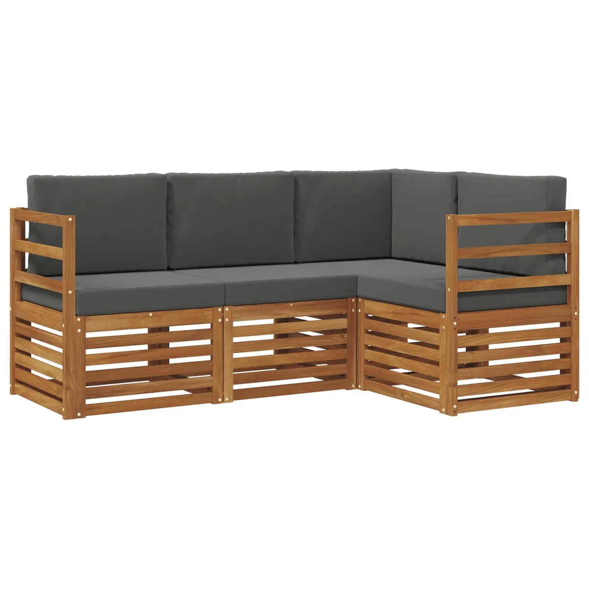 Outdoor Sofa Set 4 Pieces Natural Anthracite Acacia Wood Garden Furniture Modern