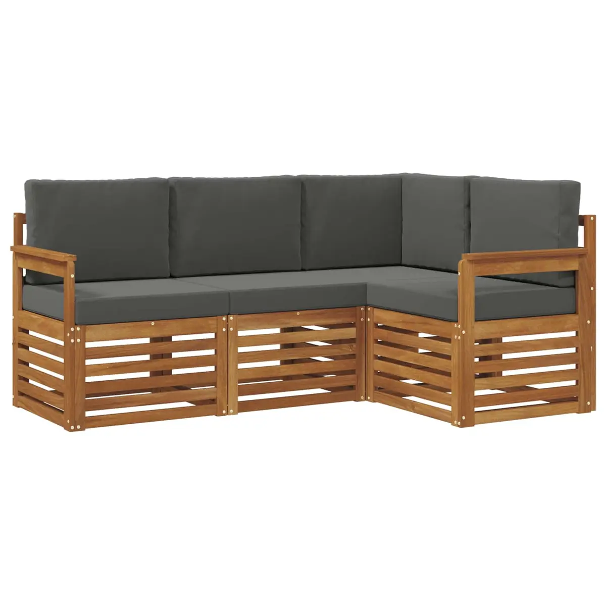 Outdoor Sofa Sets 4 Pieces Natural Anthracite Solid Wood Garden Furniture Patio