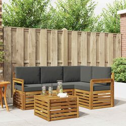 Outdoor Sectional Sofa Set 5 Pieces Modular Garden Patio Furniture Acacia Wood