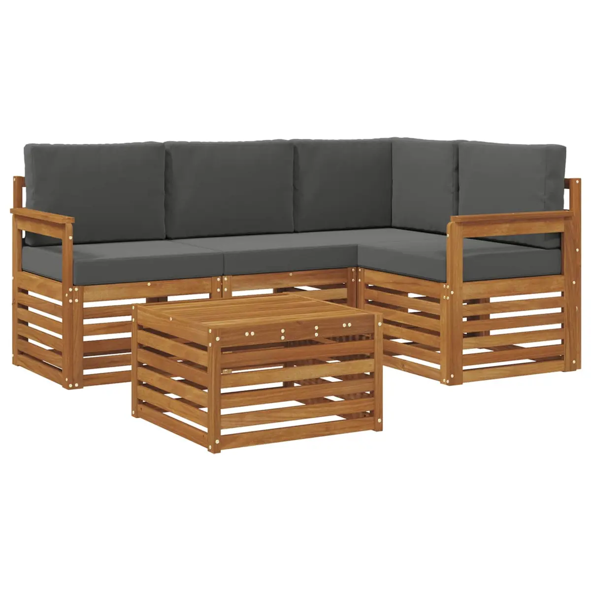 Outdoor Sectional Sofa Set 5 Pieces Modular Garden Patio Furniture Acacia Wood