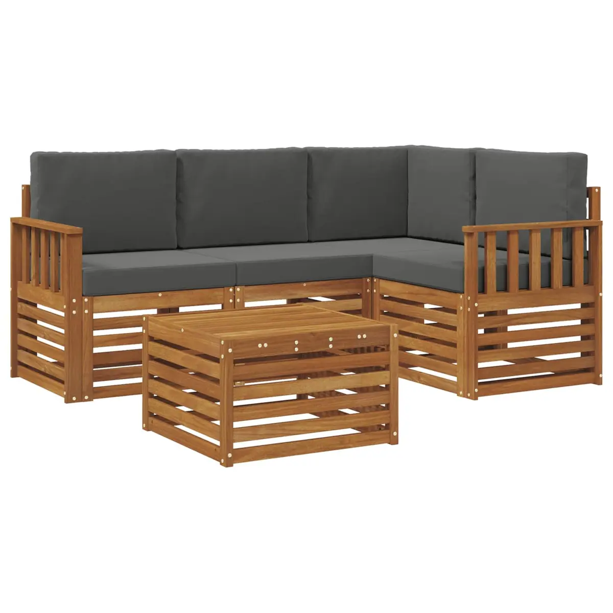 Outdoor Sectional Sofa Set 5 Pieces Modular Garden Patio Furniture Natural