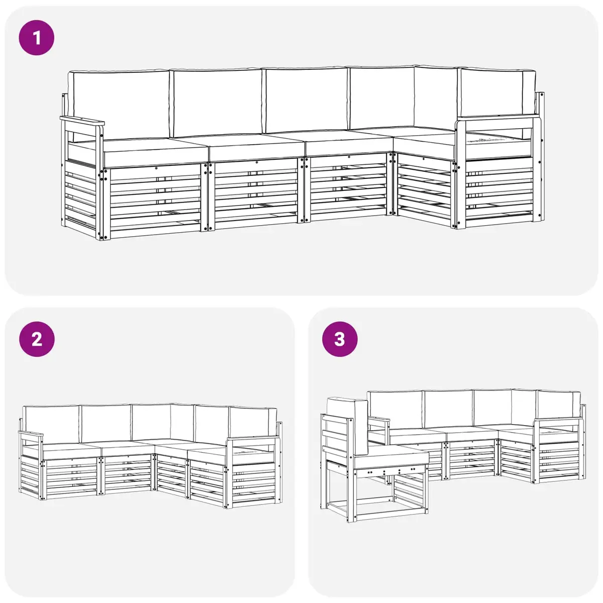 Sectional Sofa Set 5 Pieces Outdoor Garden Furniture Natural Anthracite Modular