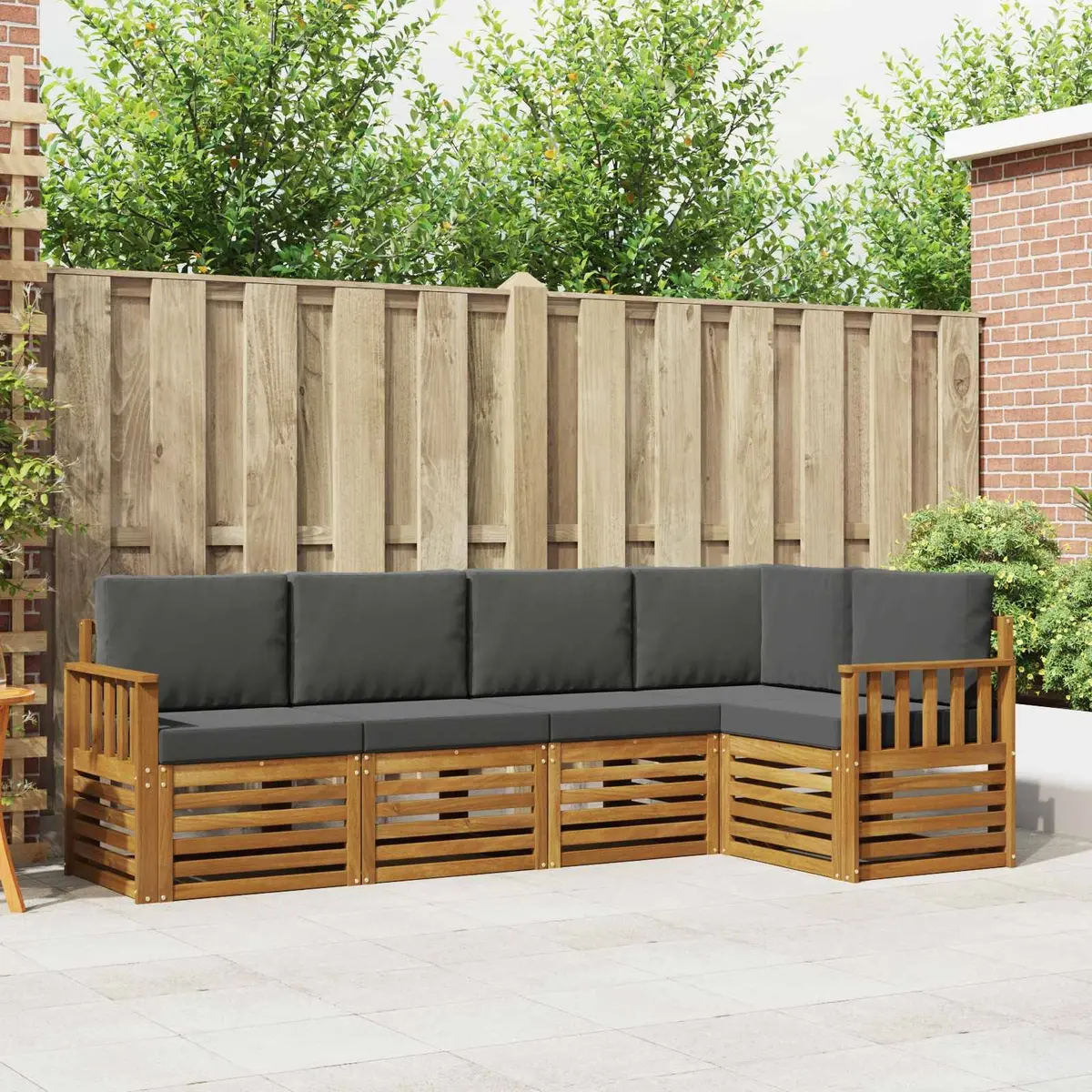 Sectional Sofa Set 5 Pcs Outdoor Garden Furniture Natural Anthracite Modular