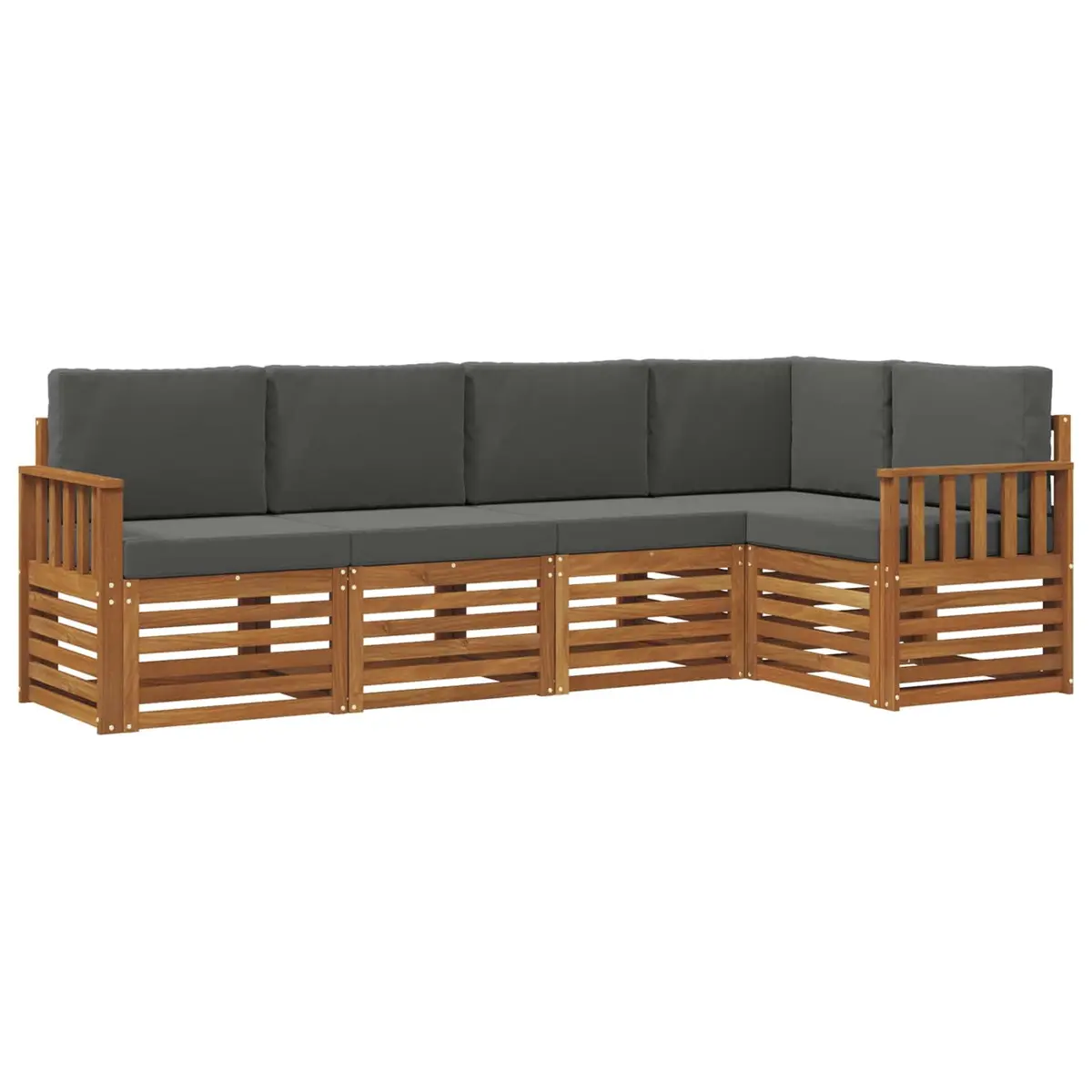 Sectional Sofa Set 5 Pcs Outdoor Garden Furniture Natural Anthracite Modular