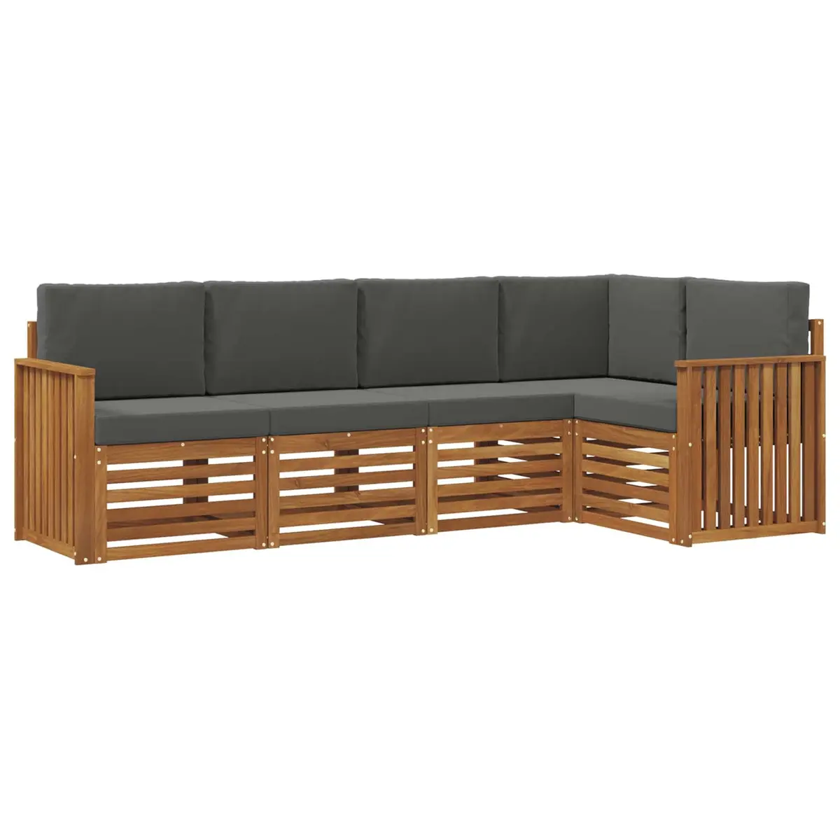 Sectional Sofa Set 5 Pieces Outdoor Garden Furniture Natural Anthracite Modular