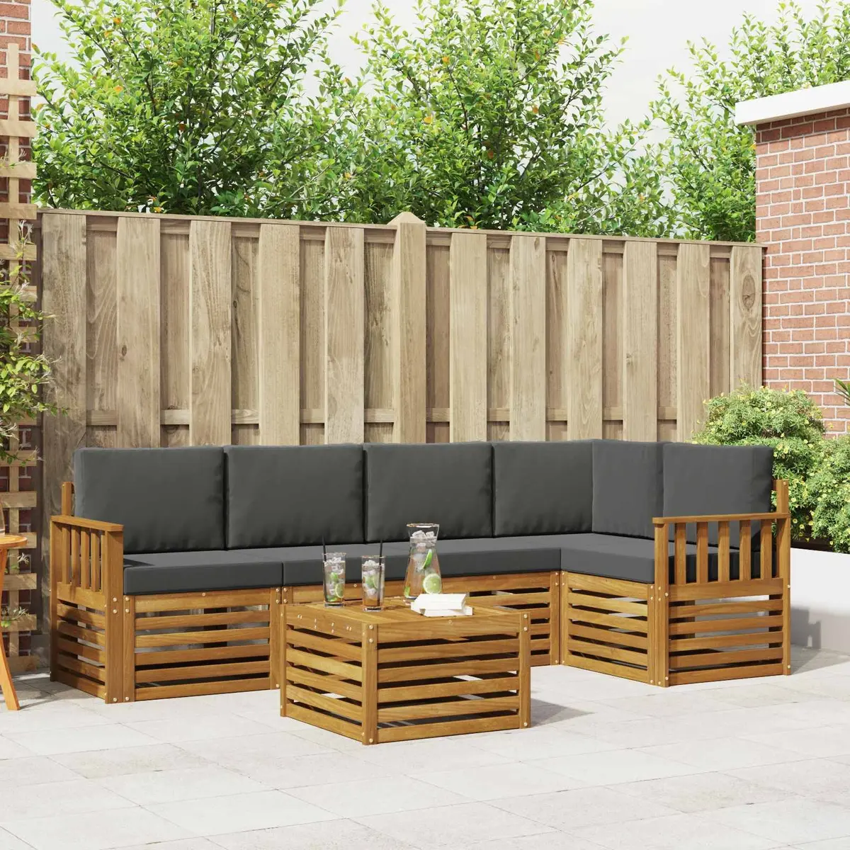 Sectional Sofa Set 6 Piece Outdoor Furniture Garden Lounge Modular Cushion