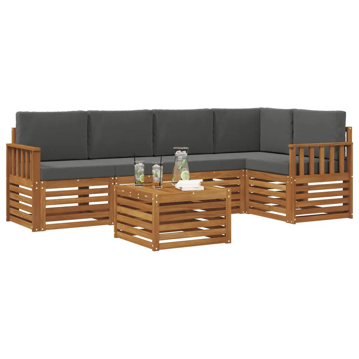 Sectional Sofa Set 6 Piece Outdoor Furniture Garden Lounge Modular Cushion