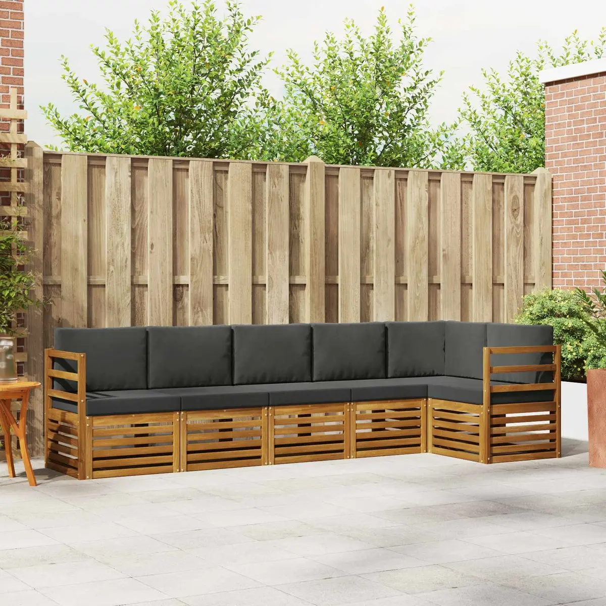 Sectional Sofa Set 6 Pcs Outdoor Garden Furniture Natural Anthracite Modular