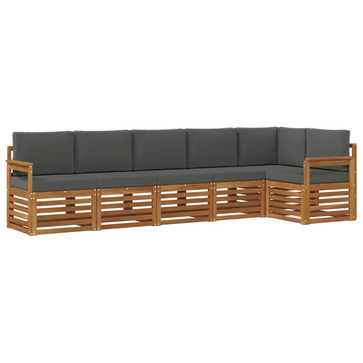 Sectional Sofa Set 6 Piece Outdoor Garden Furniture Natural Anthracite Cushion