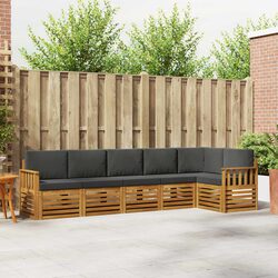Sectional Sofa Set 6 Pieces Outdoor Garden Patio Furniture Natural Anthracite