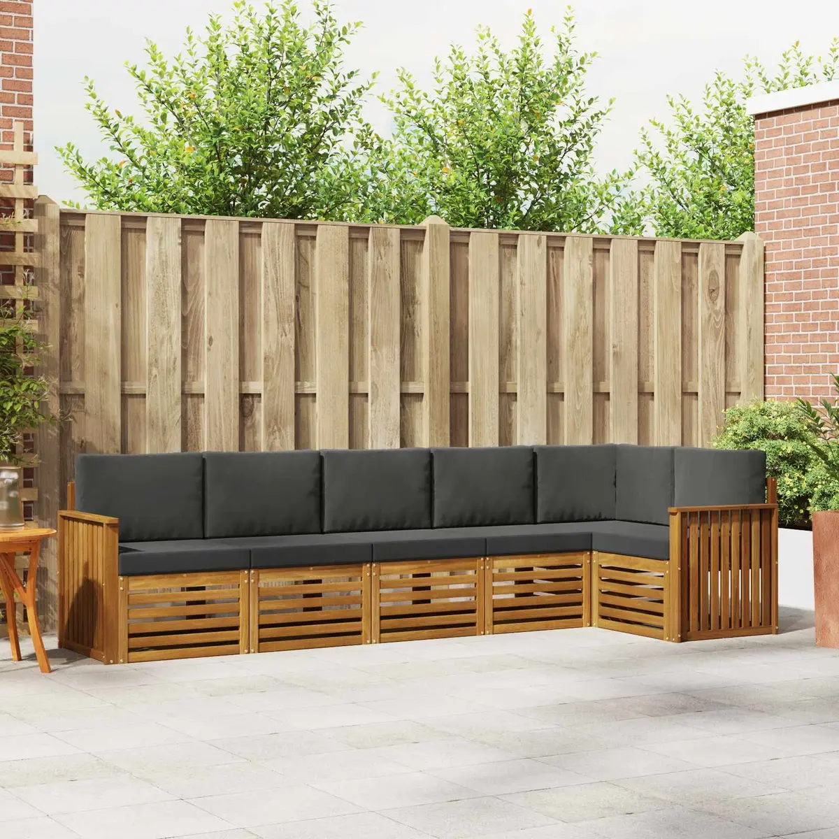 Outdoor Garden Furniture Sectional Sofa Set 6 Pieces Modular Natural and Anthracite