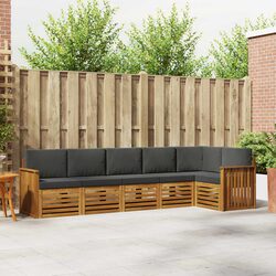 Sectional Sofa Set 6 Pieces Outdoor Garden Furniture Natural Anthracite Modular