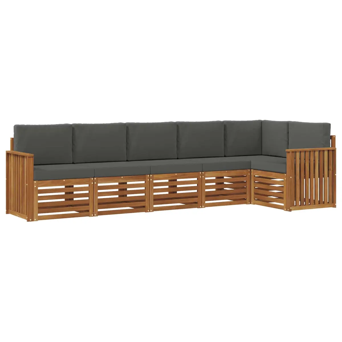 Outdoor Garden Furniture Sectional Sofa Set 6 Pieces Modular Natural and Anthracite