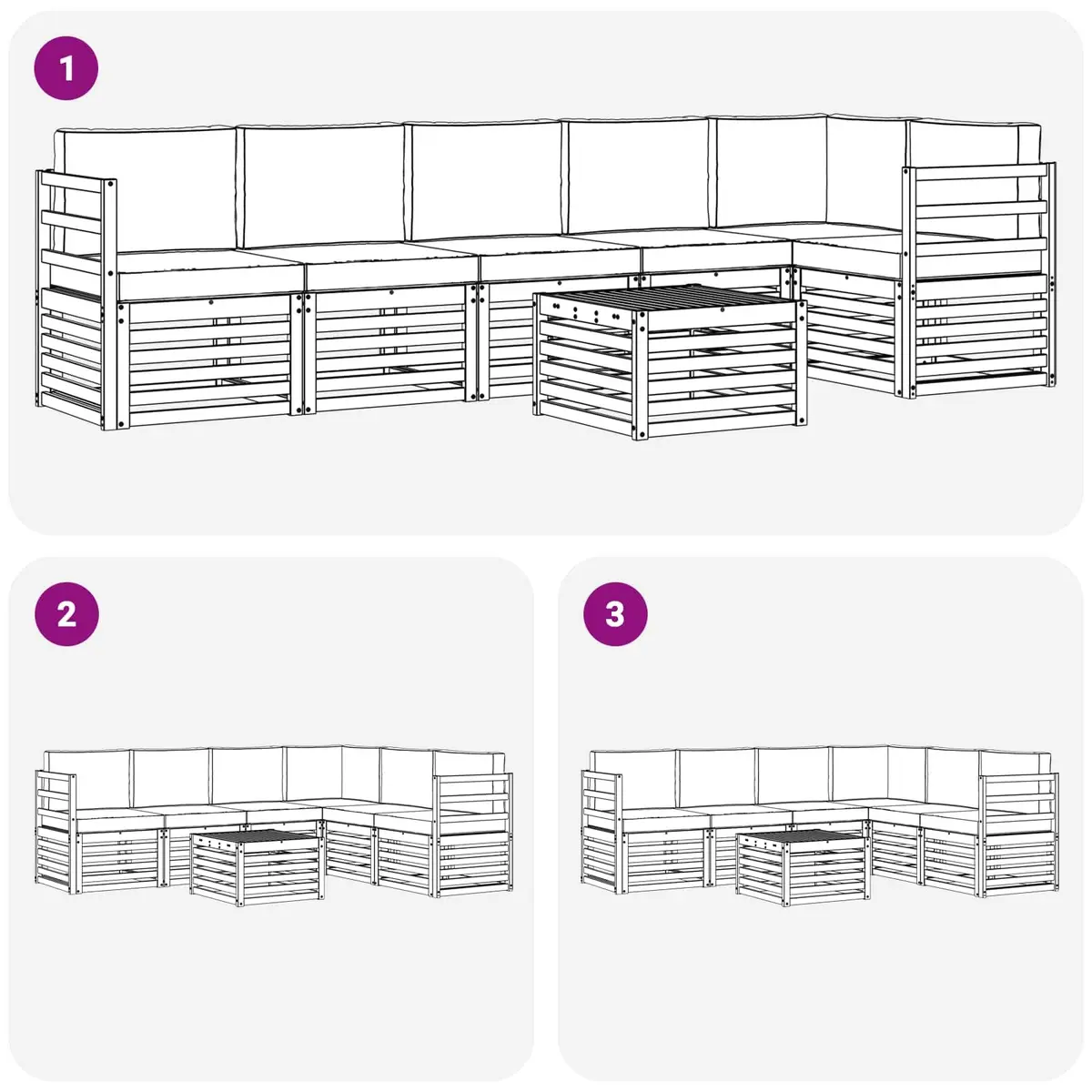 Sectional Sofa Set 7 Piece Outdoor Garden Patio Furniture Modular Seating
