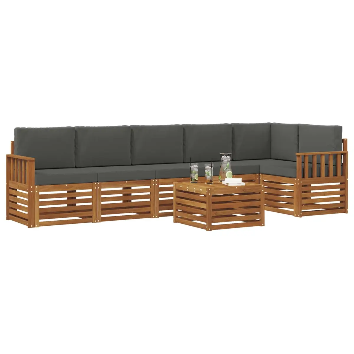 Sectional Sofa Set Modular Rearrangeable 7 Piece Outdoor Garden Patio Furniture