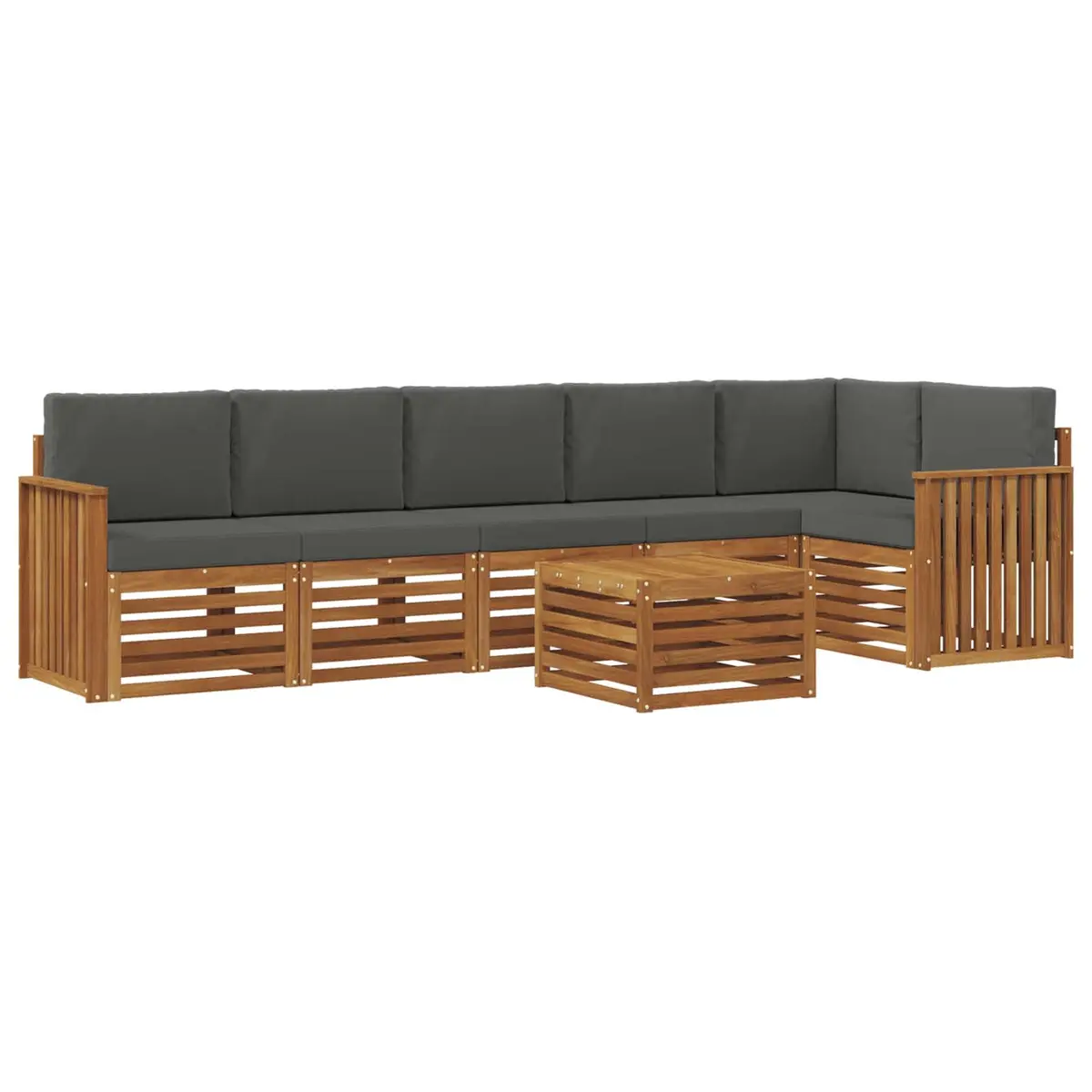 Outdoor Sectional Sofa Set 7 Pcs Garden Patio Furniture Natural Anthracite