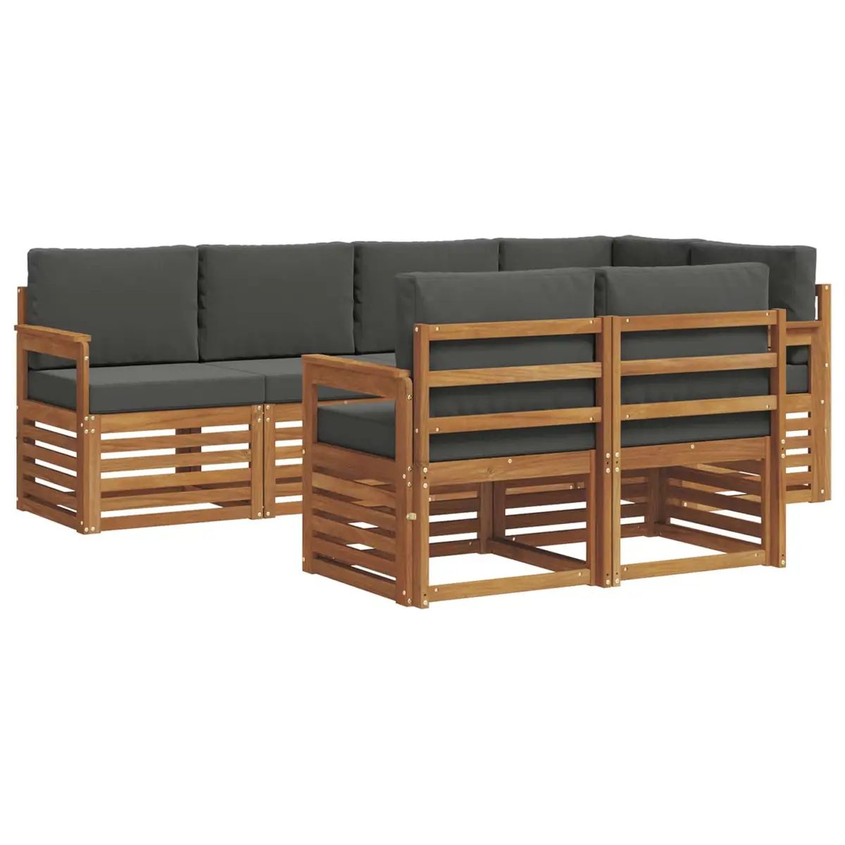 Sectional Sofa Set 7 Pcs Outdoor Garden Furniture Natural Anthracite Modular