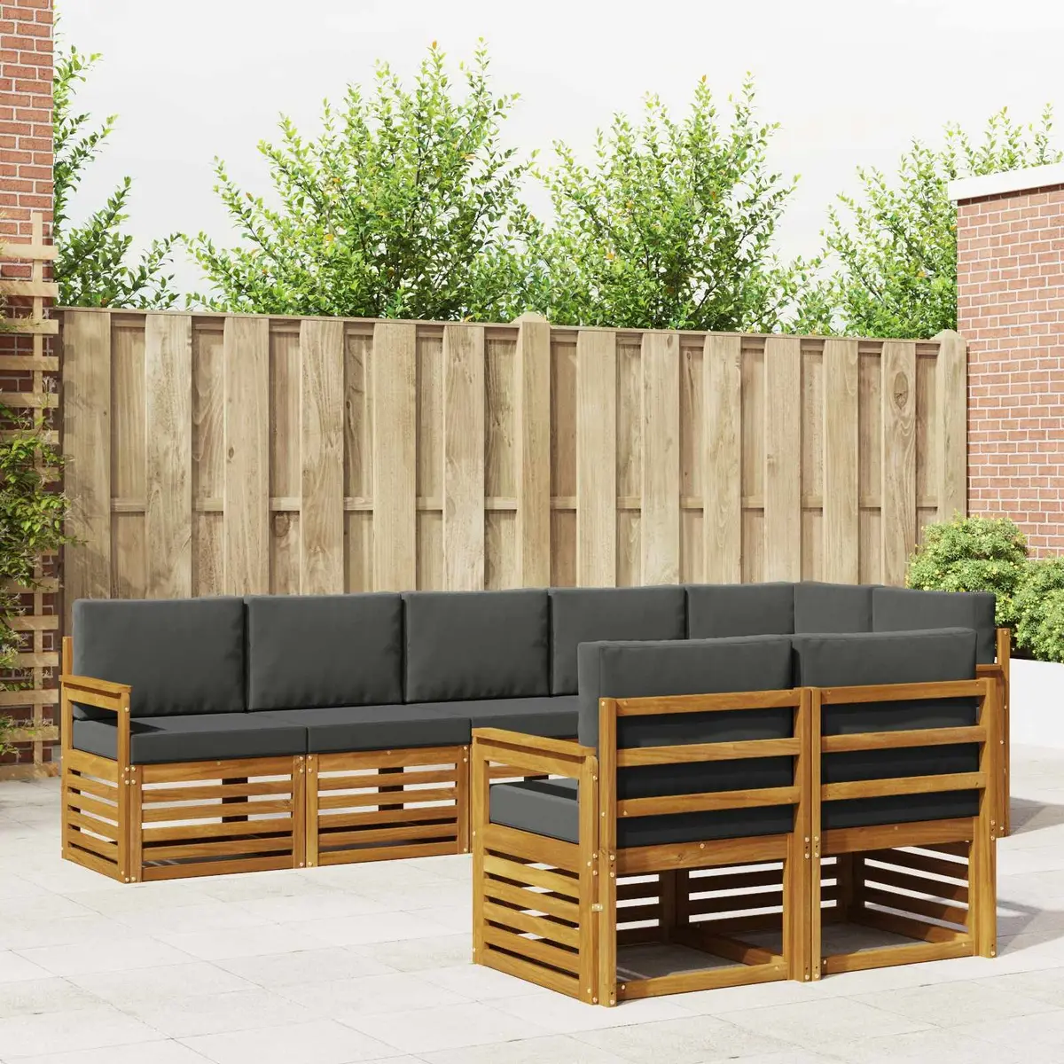 Sofa Sets Modular Outdoor Lounge 8 Piece Natural Anthracite Acacia Wood