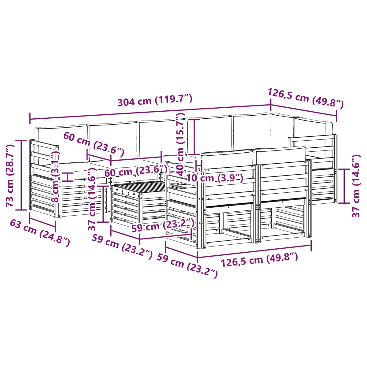 9 Piece Outdoor Sofa Set