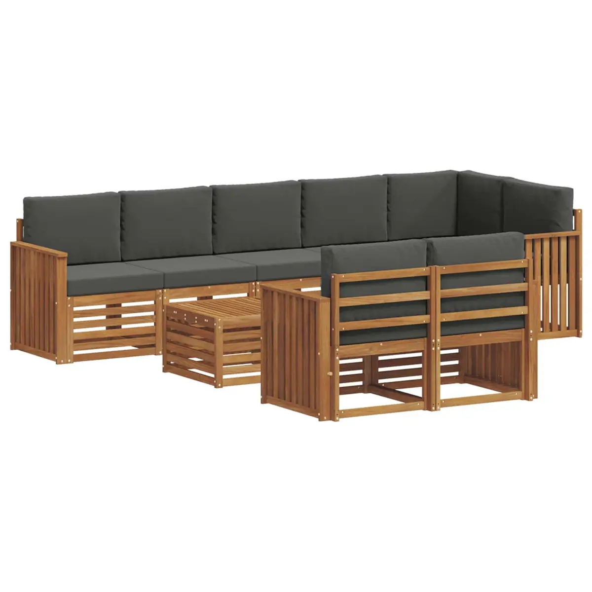 Outdoor Sectional Sofa Set 9 pcs Modular Garden Furniture Solid Acacia Wood
