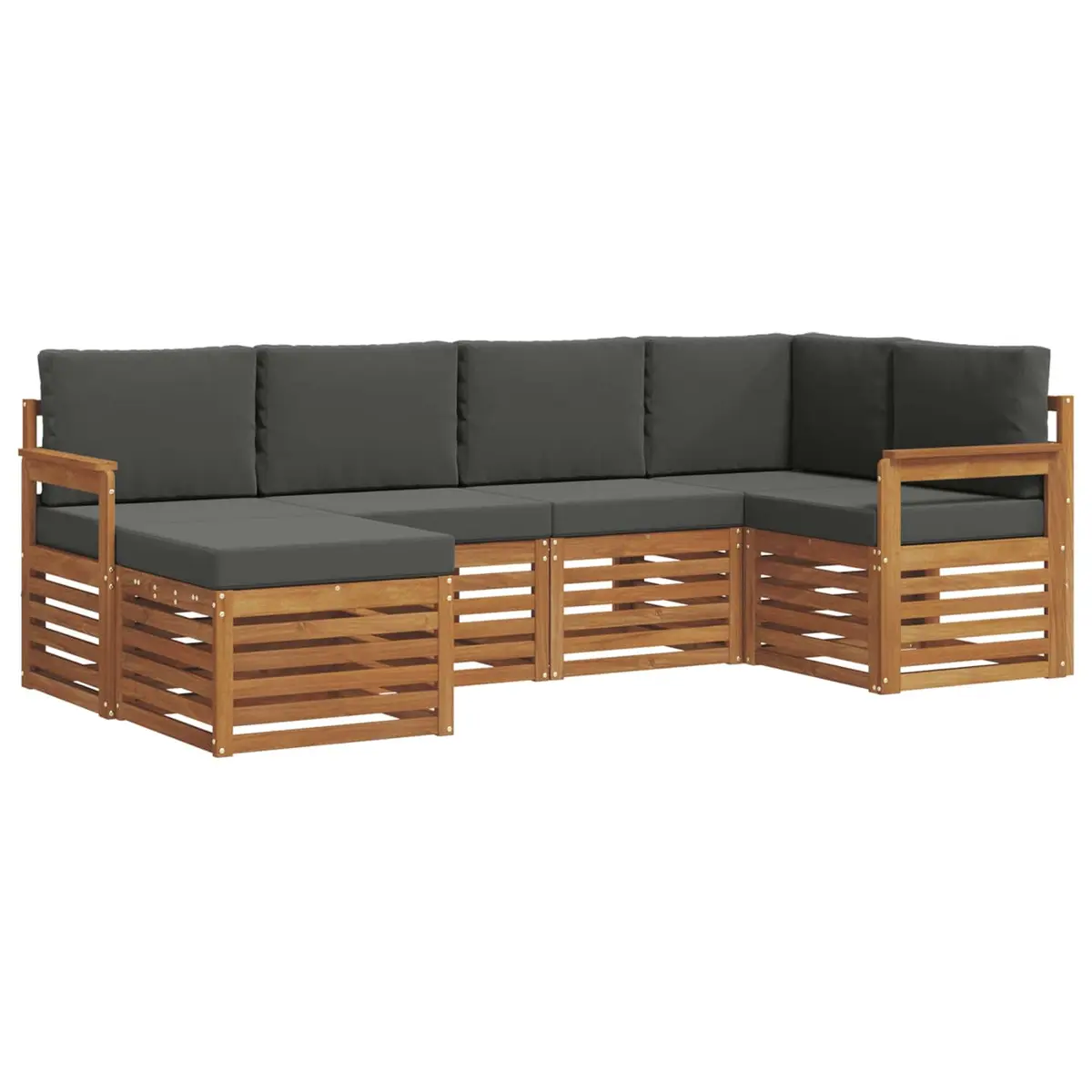 Outdoor Sectional Sofa Set 6 pcs Garden Furniture Natural Anthracite Modular