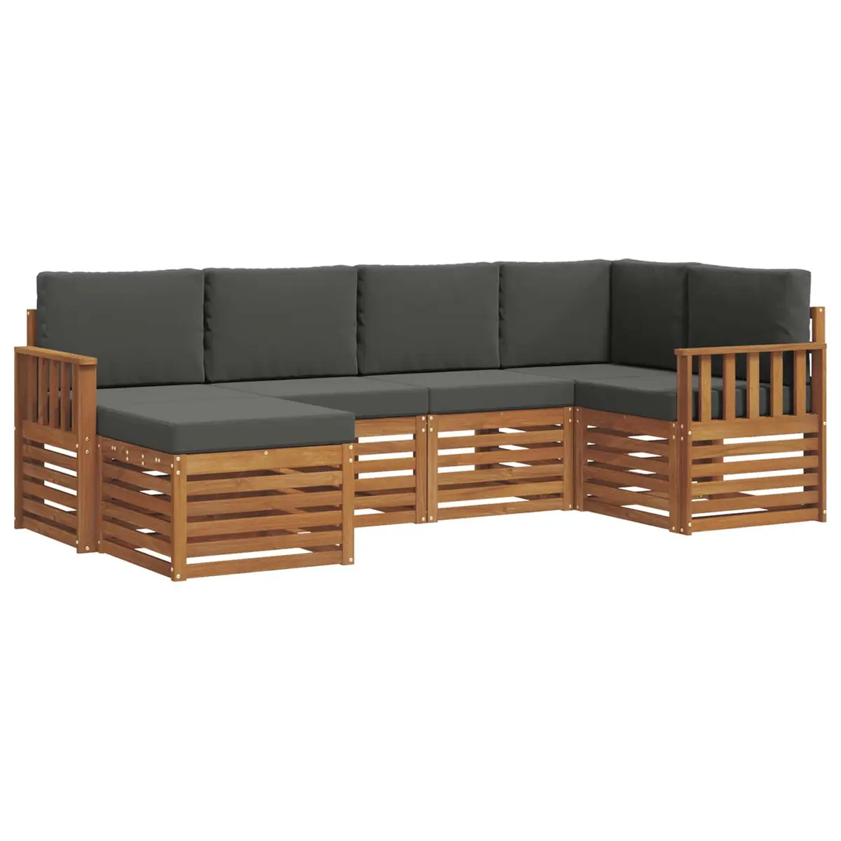 Outdoor Sectional Sofa Set 6 Pieces Garden Furniture Natural Anthracite Modular