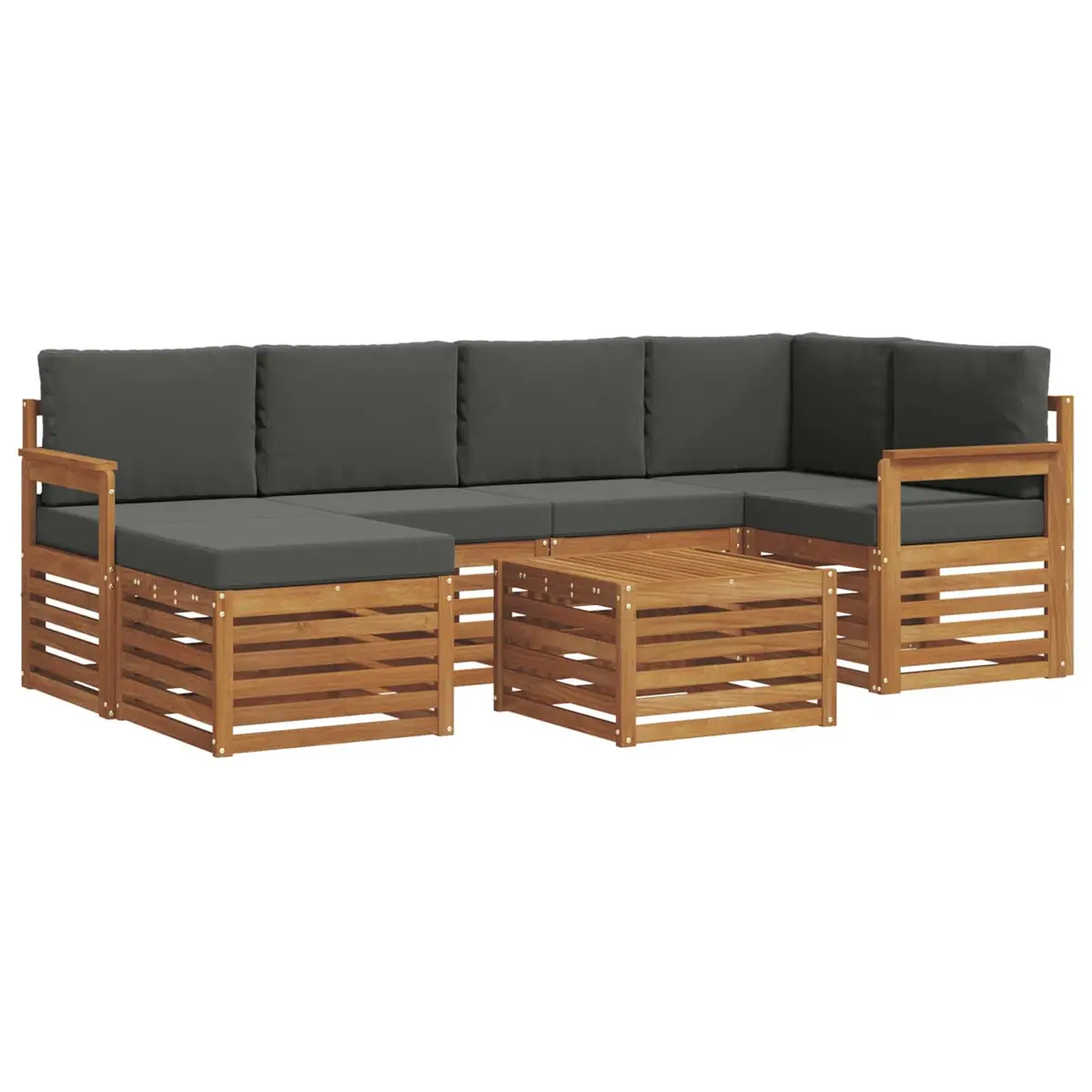 Sectional Sofa Set 7 Pieces Outdoor Garden Furniture Natural Anthracite Modular