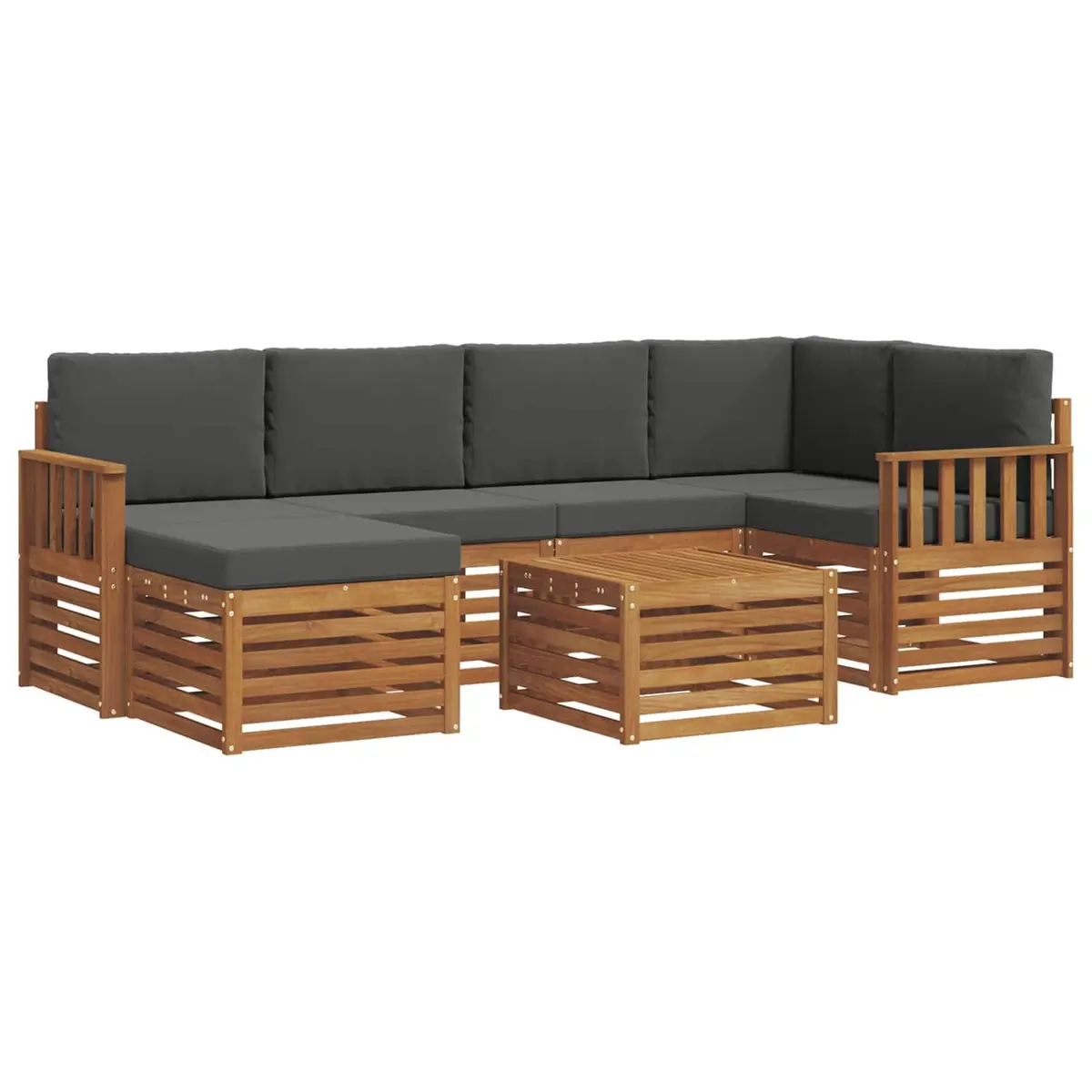 Sectional Sofa Set Outdoor Garden Furniture 7 pcs Natural Anthracite Lounging