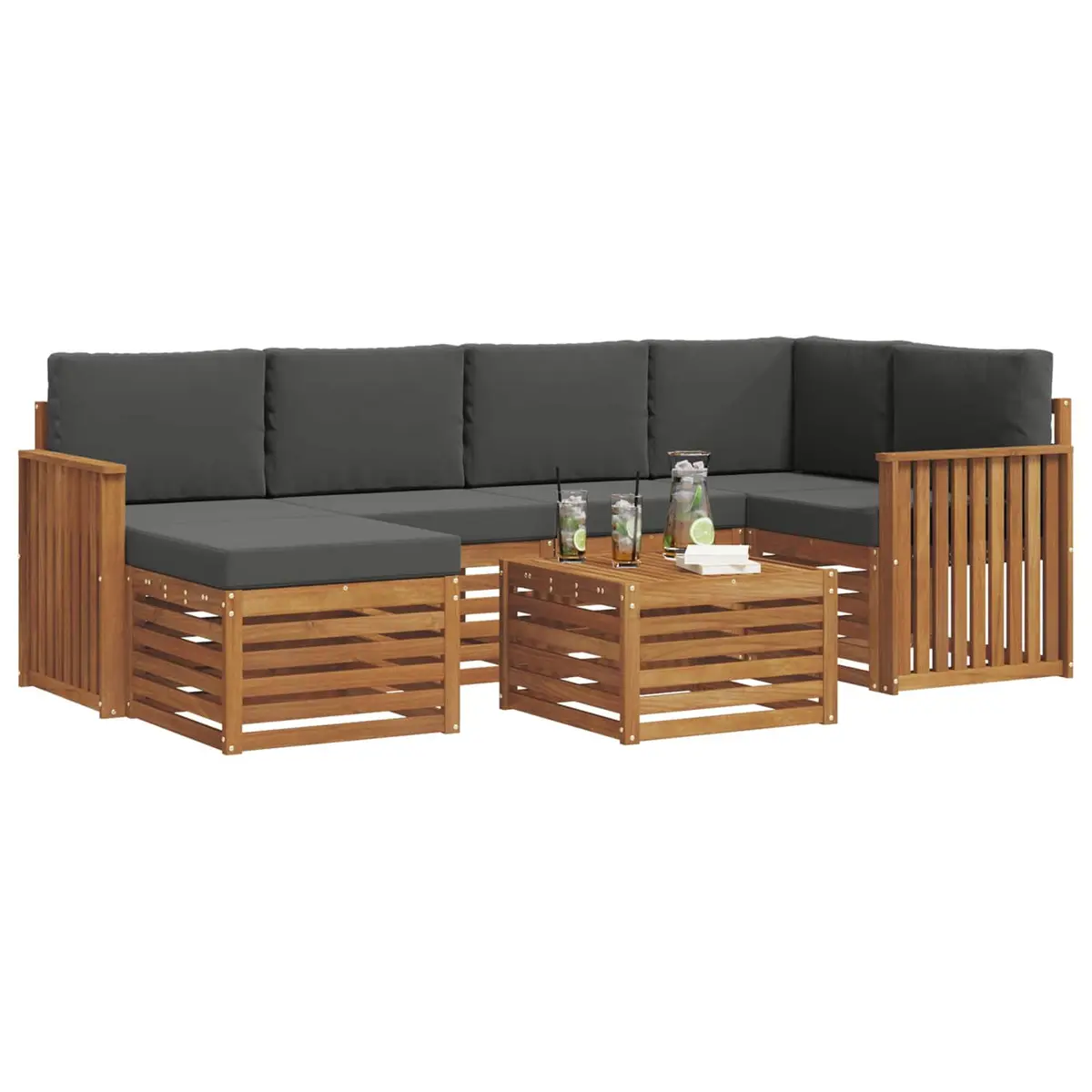 Sectional Sofa Set 7 Pieces Outdoor Garden Furniture Modular Lounge with