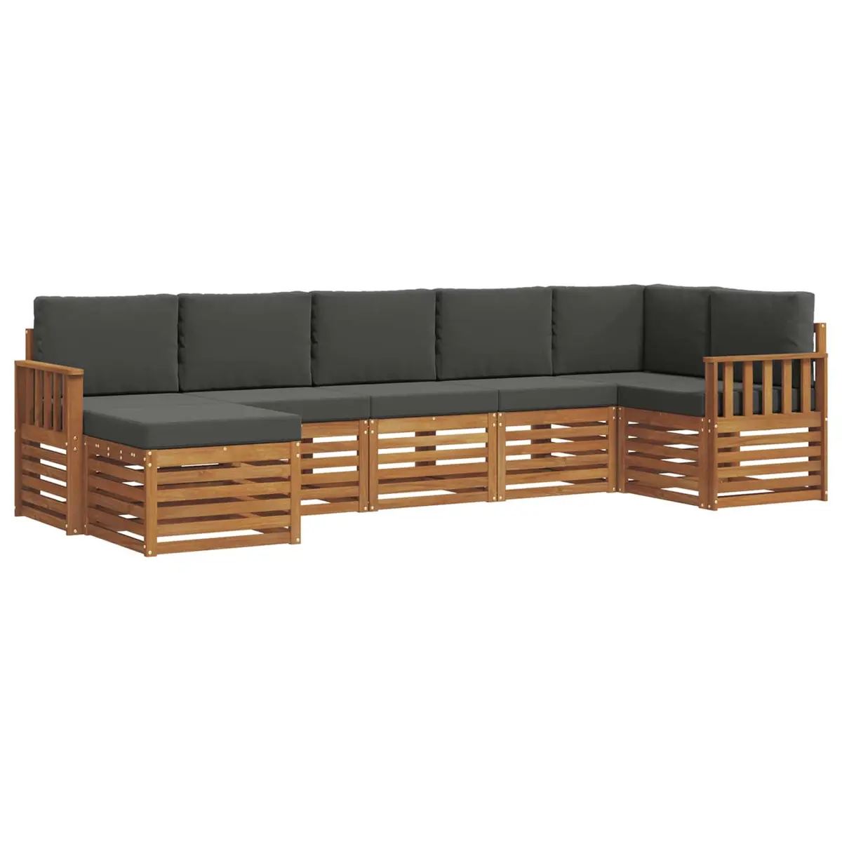 Sectional Sofa Set 7 Piece Outdoor Garden Furniture Natural Anthracite Modular
