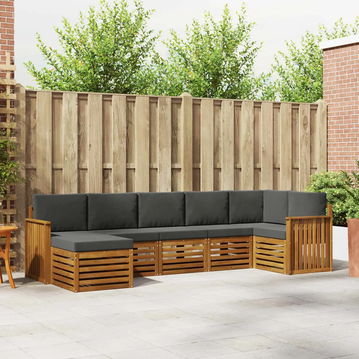 Sectional Sofa Set 7 Pieces Natural Anthracite Outdoor Garden Furniture Modular