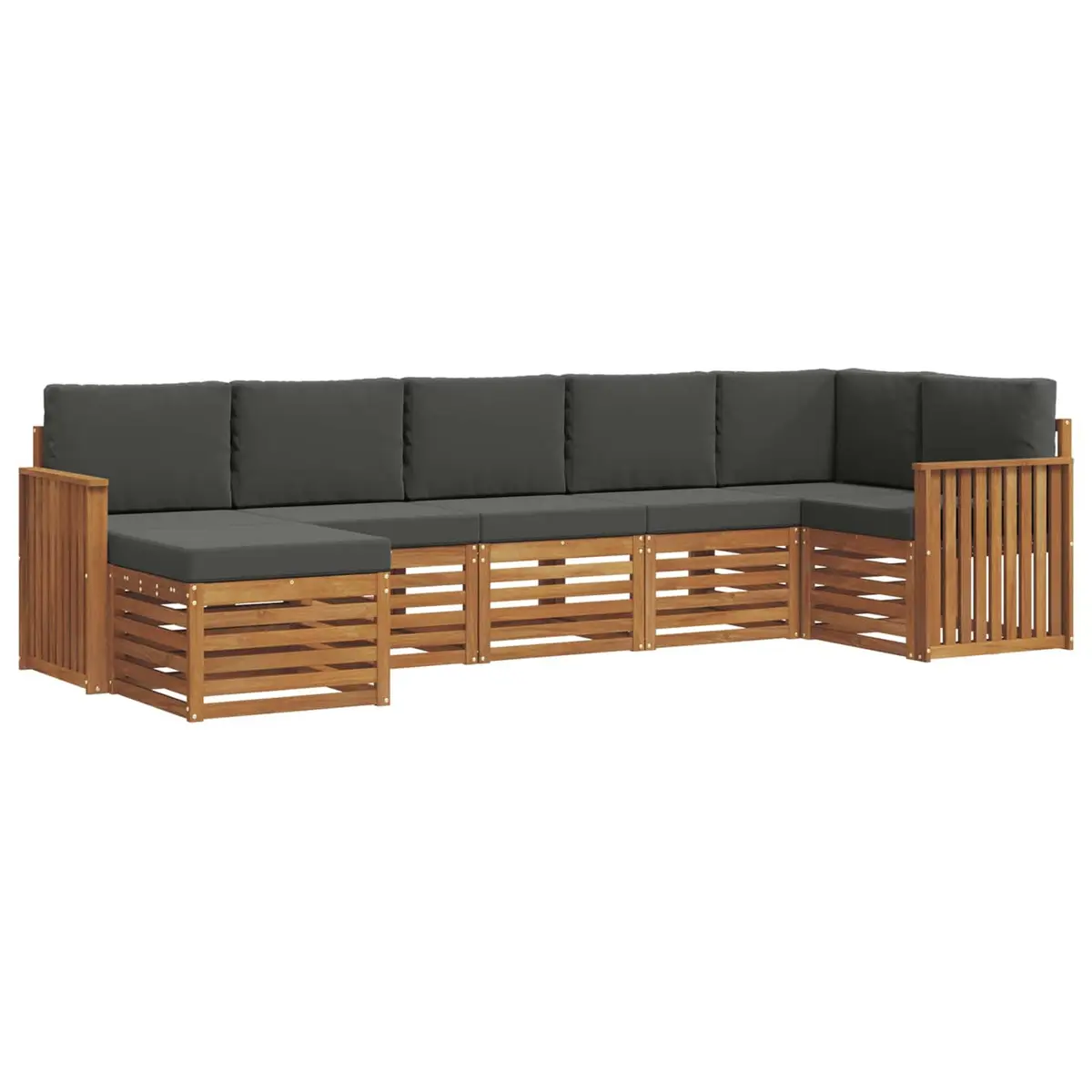 Sectional Sofa Set 7 Pieces Natural Anthracite Outdoor Garden Furniture Modular
