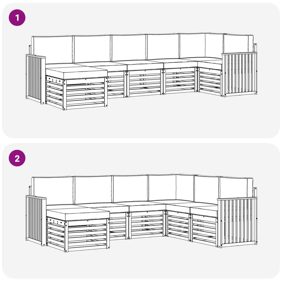 Sectional Sofa Set 7 Pieces Natural Anthracite Outdoor Garden Furniture Modular
