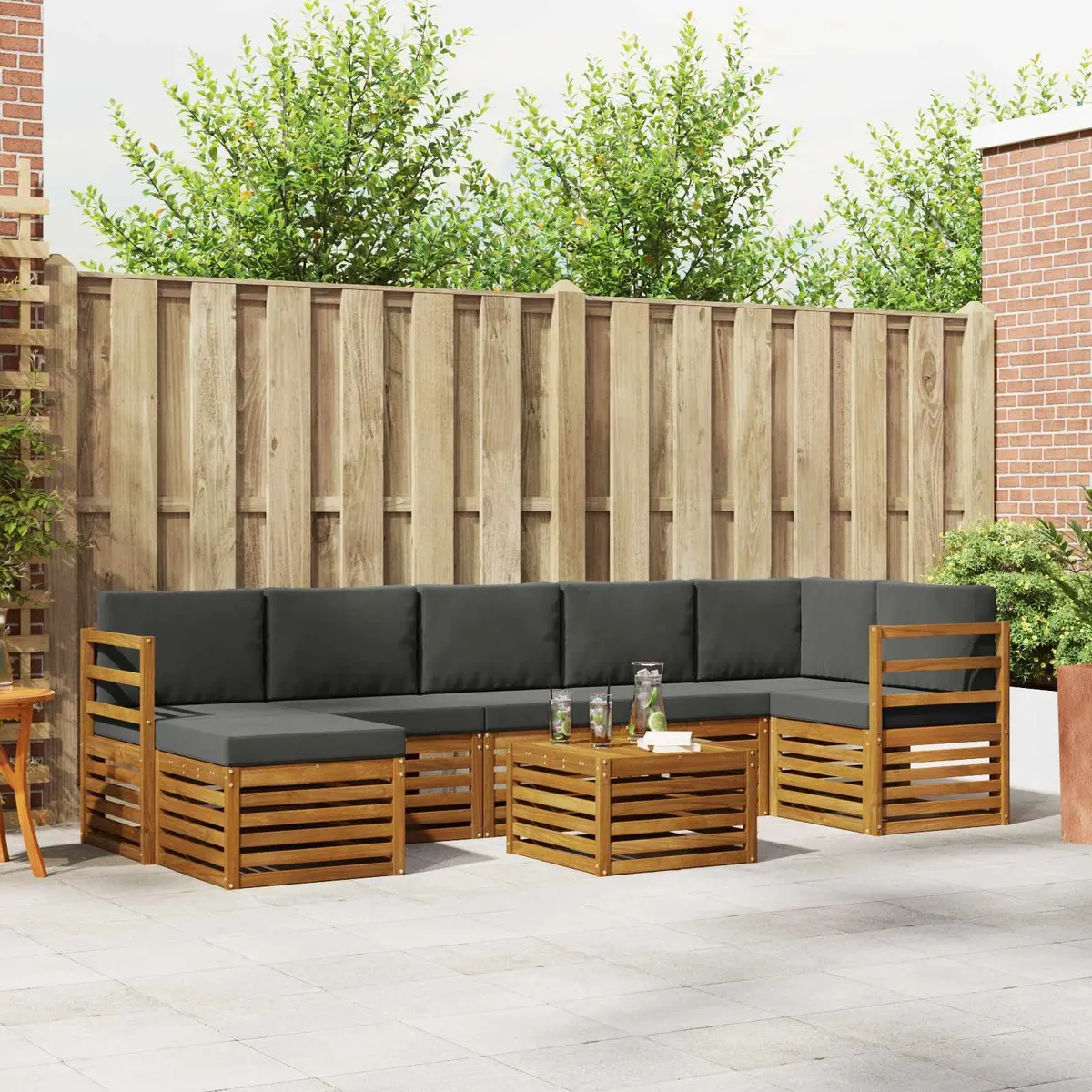 Outdoor Sofa Set 8 Pieces Garden Furniture Patio Sectional Acacia Wood Brown