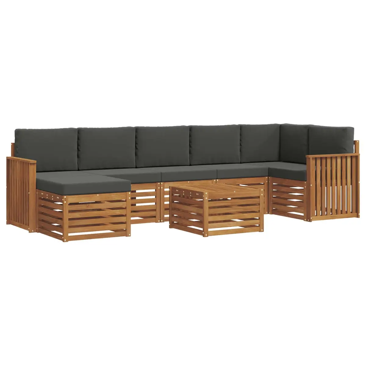 Outdoor Sofa Set 8 Pieces Garden Furniture Solid Wood Patio Seating Modular