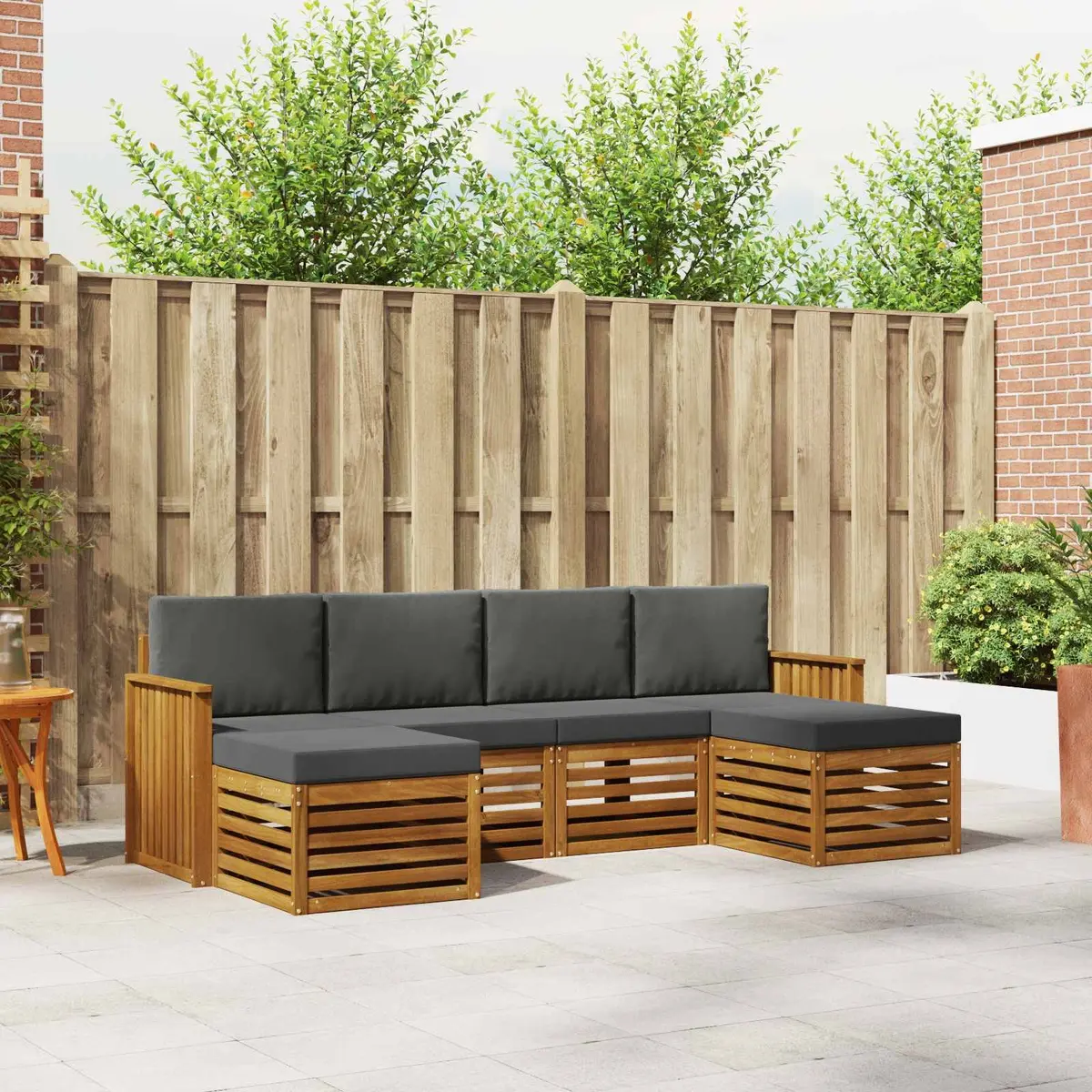 Outdoor Sofa Set 6 Piece Modular Garden Patio Furniture Solid Acacia Wood Brown