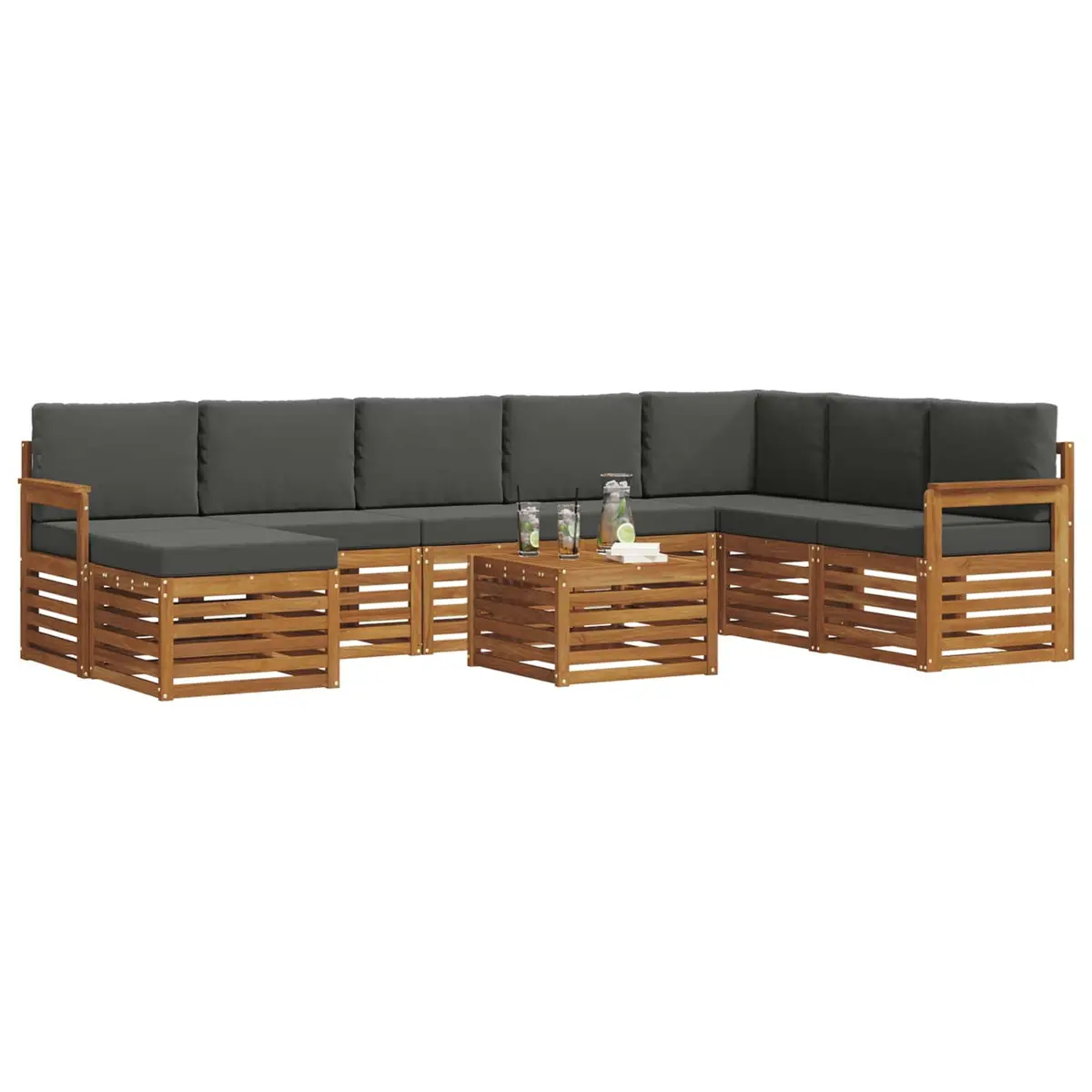 Outdoor Sofa Set 9 Pieces Garden Furniture Acacia Wood Patio Lounge Seating