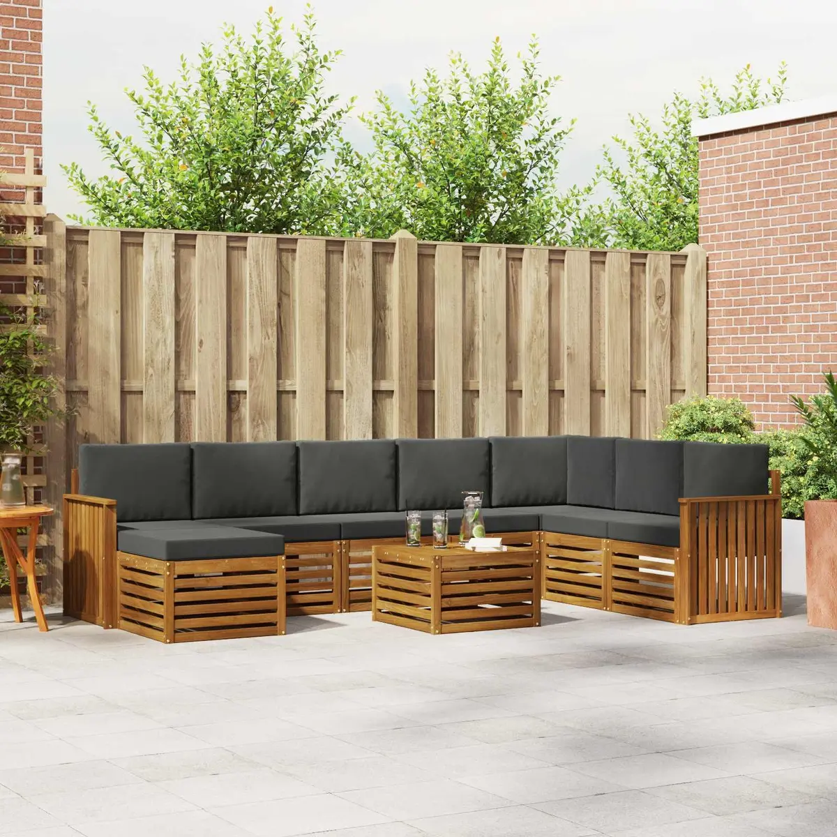 Outdoor Sofa Set 9 Pieces Garden Furniture Patio Lounge Solid Acacia Wood Brown