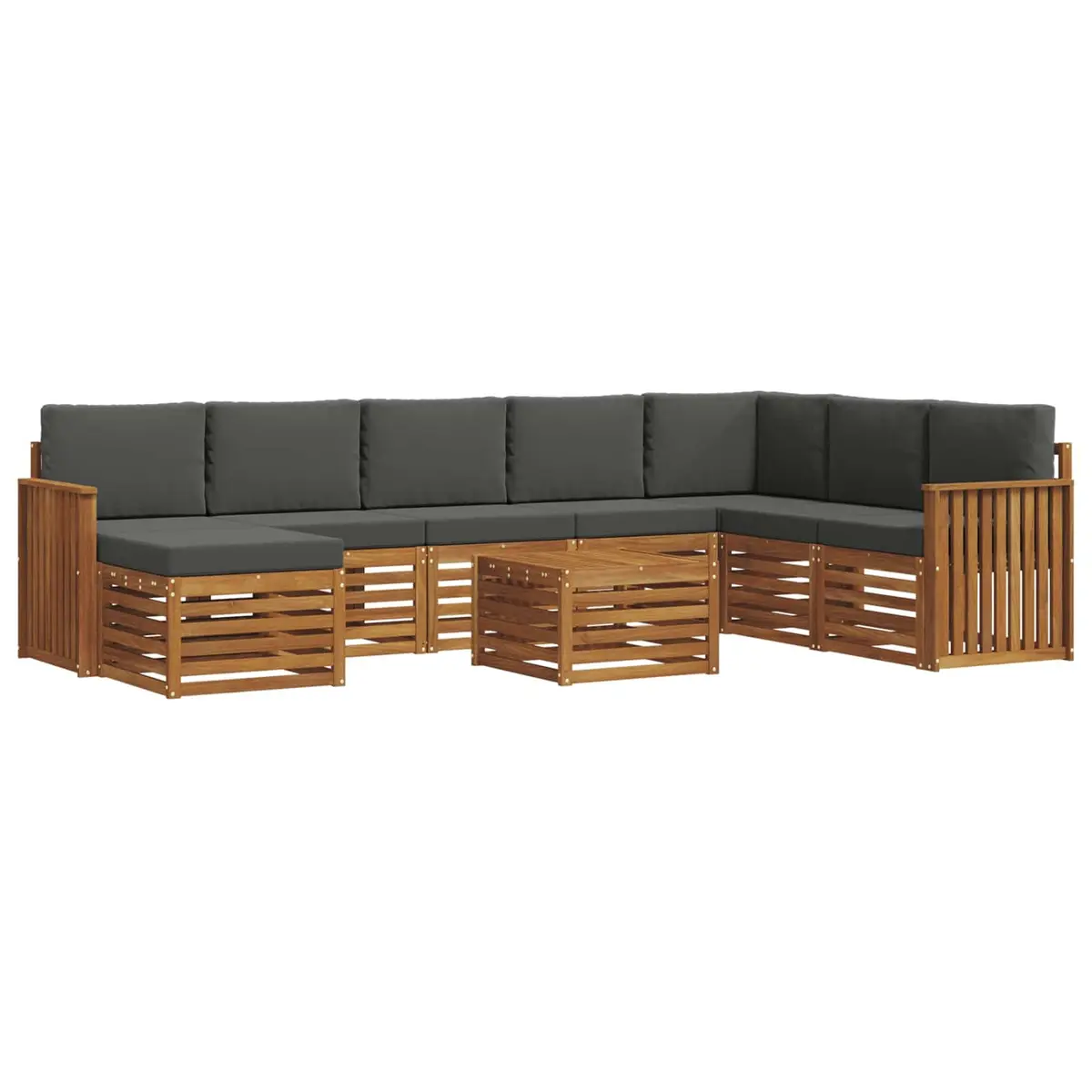 Outdoor Sofa Set 9 Pieces Garden Furniture Patio Lounge Solid Acacia Wood Brown