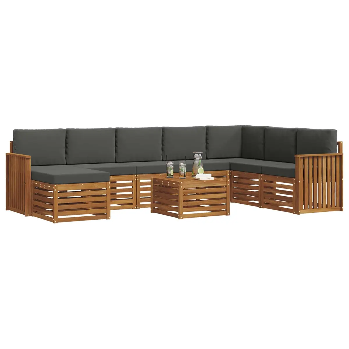 Outdoor Sofa Set 9 Pieces Garden Furniture Patio Lounge Solid Acacia Wood Brown