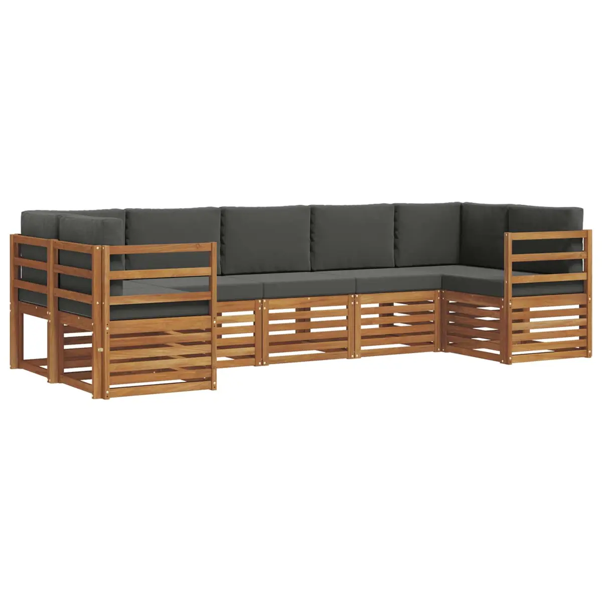 Outdoor Sectional Sofa Set 7-Piece Modular Garden Patio Furniture Acacia Wood