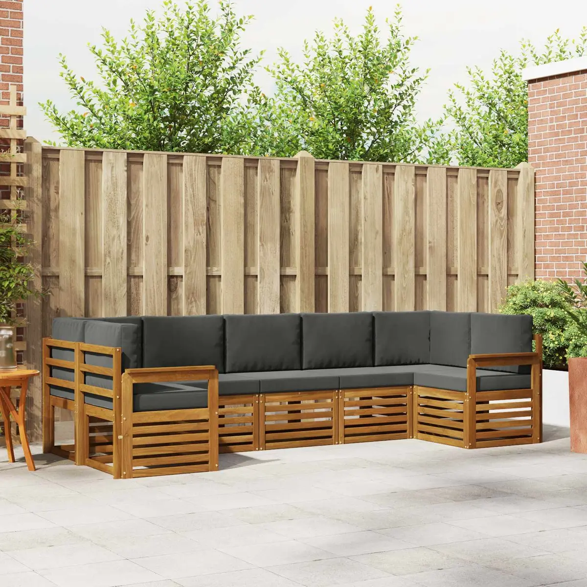 Outdoor Sectional Sofa Set 7 Pieces Modular Garden Patio Furniture Brown