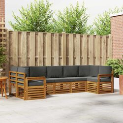 Outdoor Sectional Sofa Set 7 Pieces Modular Garden Patio Furniture Brown