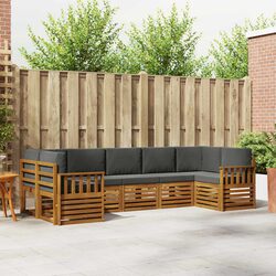 Outdoor Sectional Sofa Set 7 Piece Modular Patio Garden Furniture Brown Wood