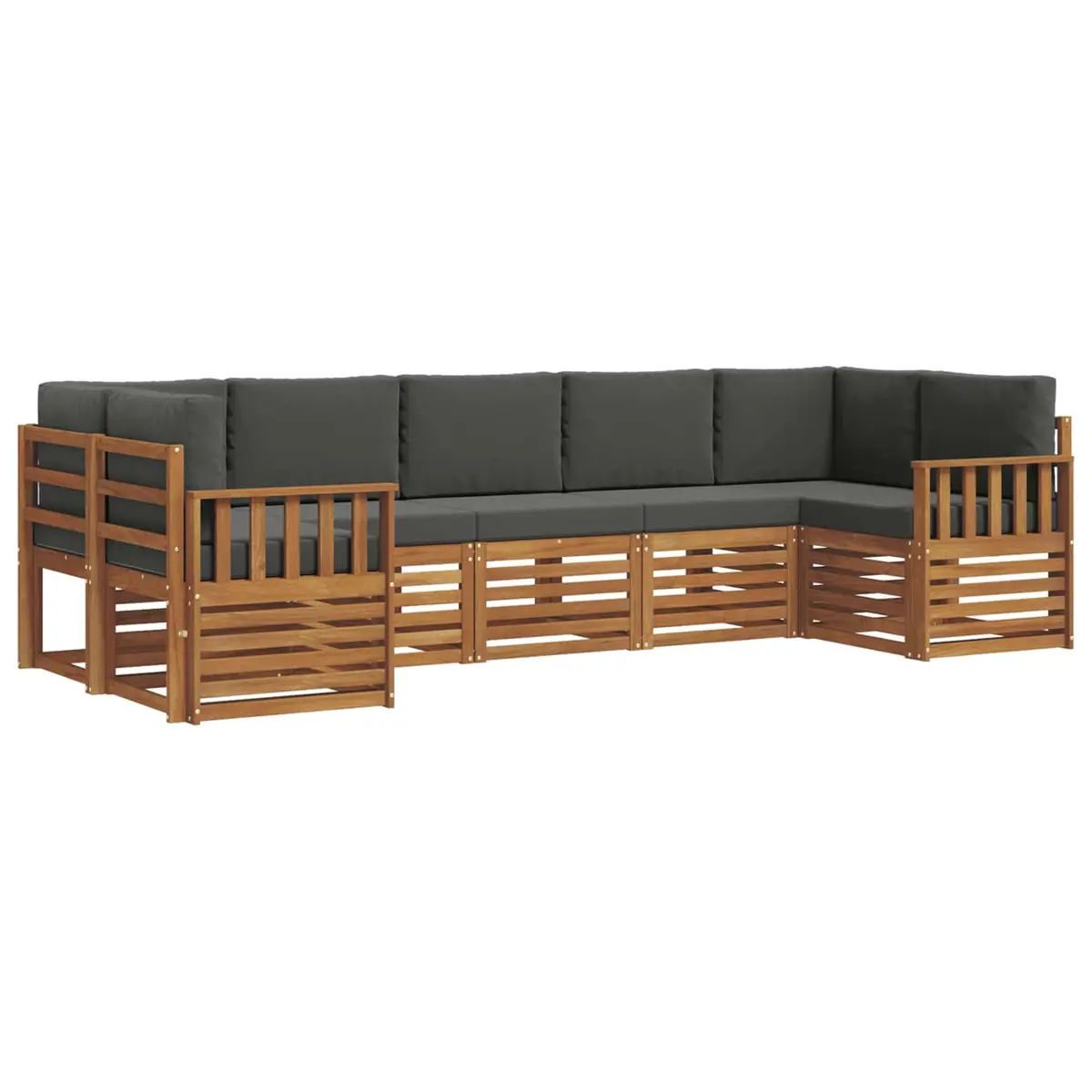 7 Piece Modular Outdoor Sofa Set Brown Acacia Wood Garden Patio Furniture